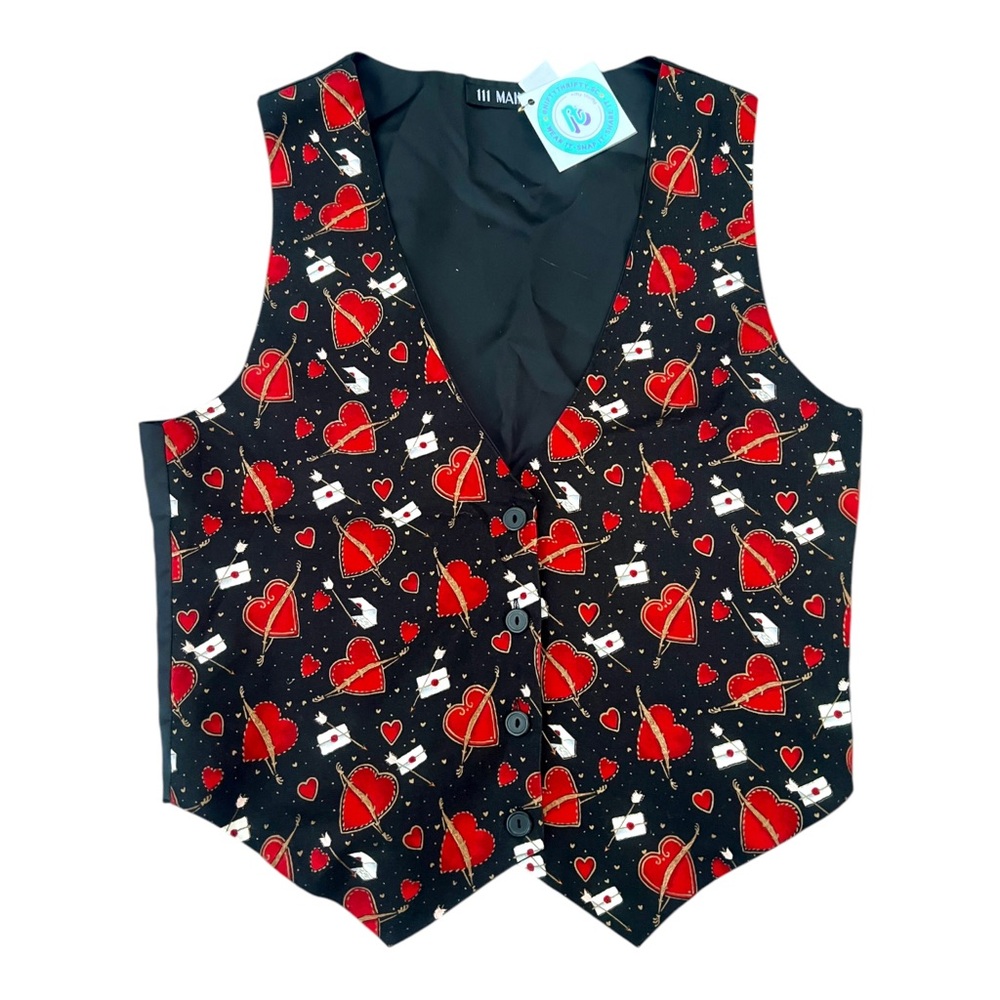 Heart Patterned Black Vest
